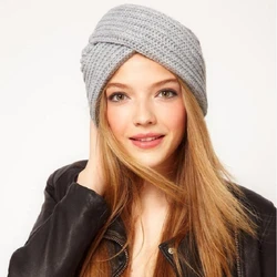 Berretti Skullies cappelli turbante lavorati a maglia da donna cappello da berretto bohémien incrociato di lana musulmano indiano per le donne Bonnet Femme Hiver Beanie