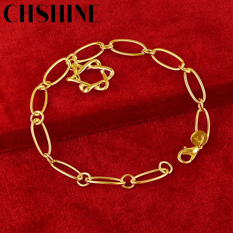 

CHSHINE 925 Sterling Silver 18K Gold Star Pendant Bracelet For Women Wedding Engagement Party Fashion Charm Jewelry