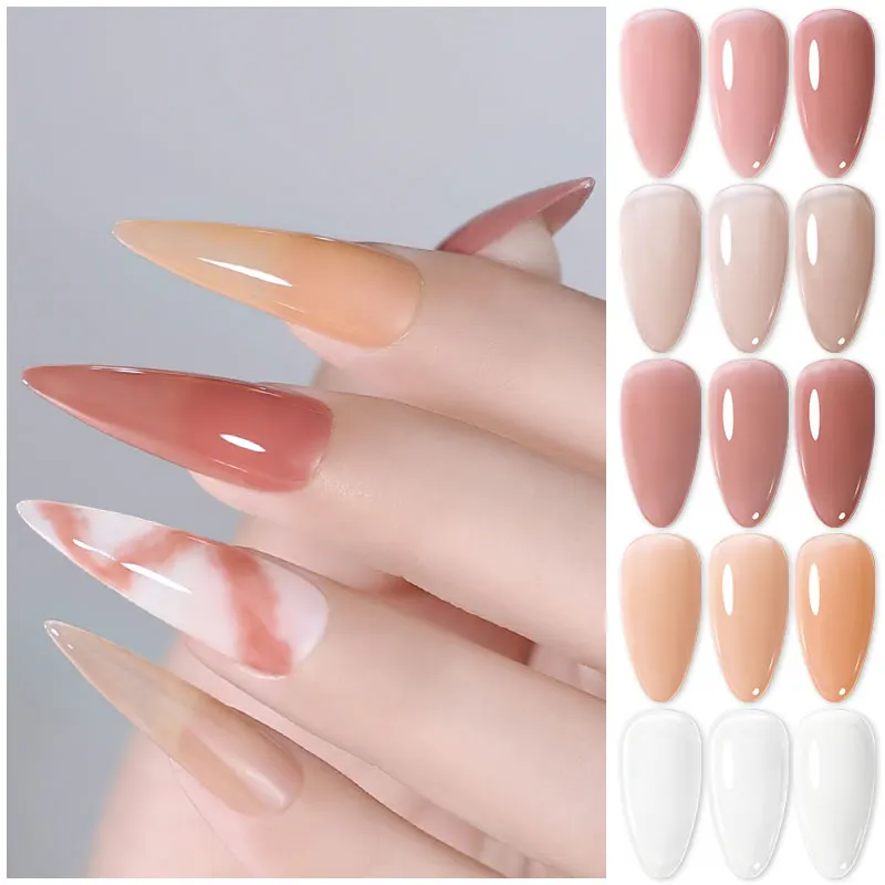 Arte Clavo Jelly Gel Nail Polish Semi-transparent Nude Pink Skin Color UV Soak Off Gel Varnish Jade Nail Art Gel