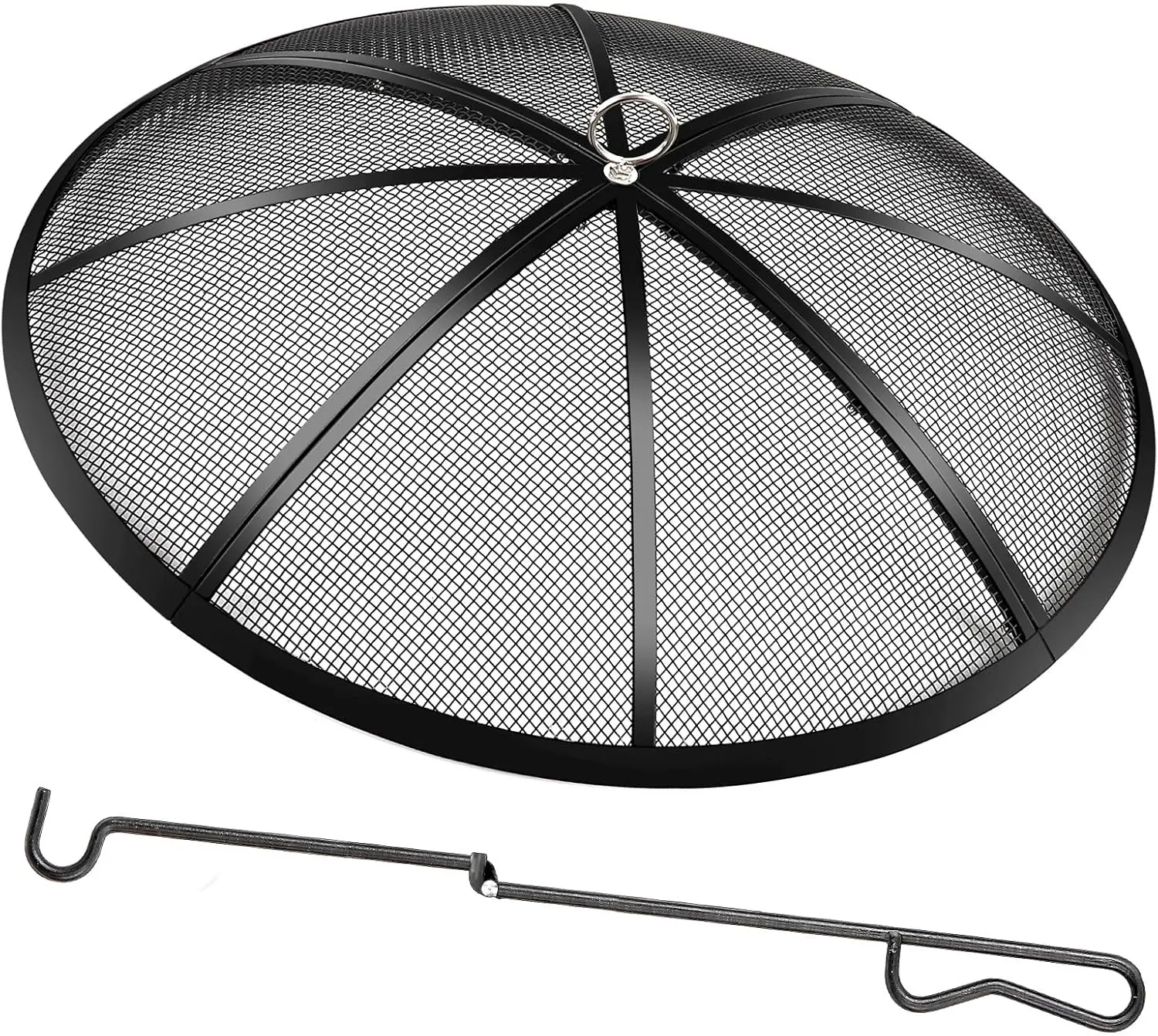 

Fire Pit Spark Screen, 40 Inch Diameter Fire Pit Screen with Handle & Poker,Heavy Duty Metal Mesh Fire Pit Screen,Fire Pit Li