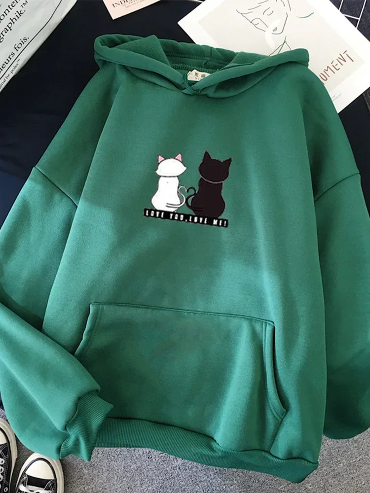 2023 Streetwear Hoodies Women Sweatshirt Autumn Spring Long Sleeve Harajuku Cat Print Sweatshirts Casual Pullover sudadera mujer