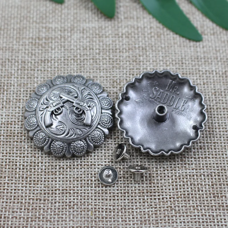 5 PCS Conchos for Leather Leather Decorative Conchos Buttons Metal Stud Screw Back Rivet DIY Creativity Product Accessories