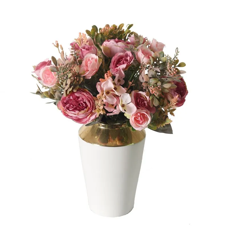 1/3 stücke Seide Rose Künstliche Blumen Hochzeit Hause Zimmer Festival Dekoration Gefälschte Blumenstrauß Handwerk Scrapbooking Kranz Liefert – Detail 4