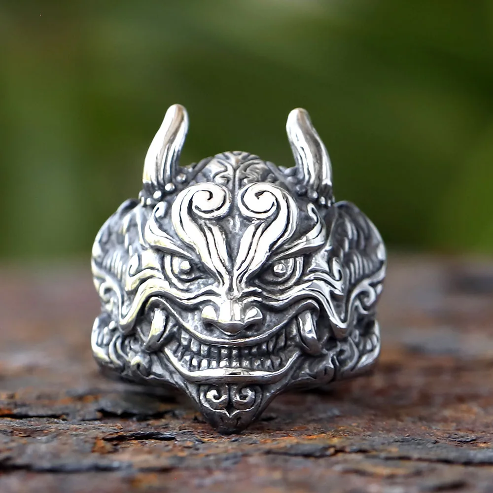 2025 new 316l Stainless Steel Vintage Silver Color Dragon Rings Mythical Animals Ring for Men Women Jewelry Accessories