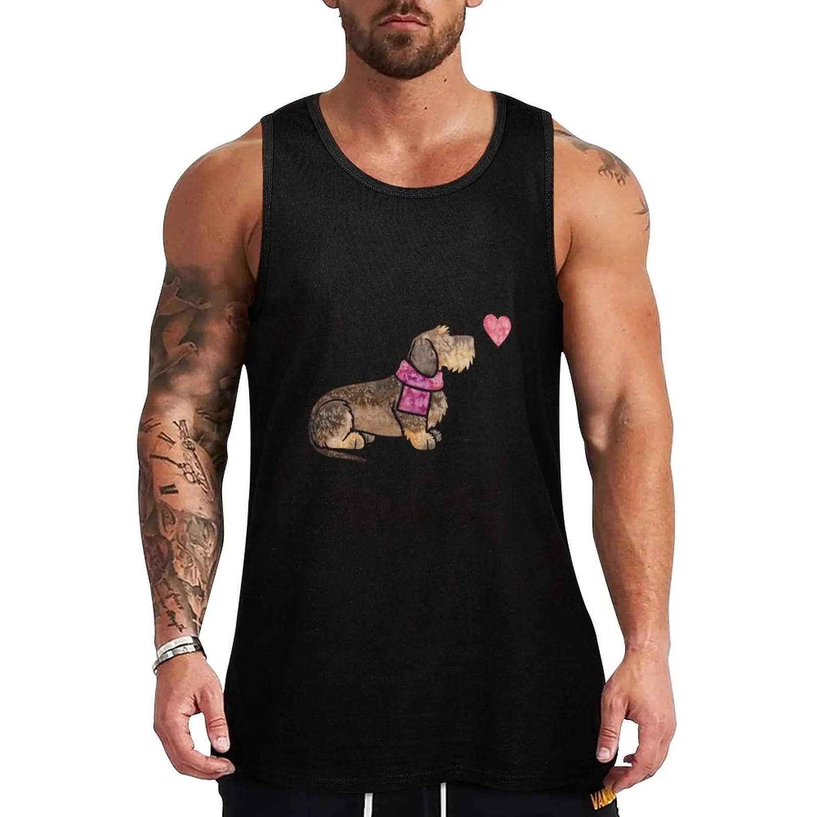 

Watercolour Dachshund (wirehaired) Tank Top tops gym Men's t-shirts men clothing gym clothing men