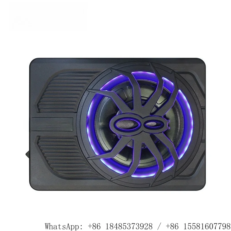 Under Seat Active Car Subwoofer RGB APP Control LED Light Slim Powered Bass Speaker Spider Cover For 12V Vehicle Audio Upgrade