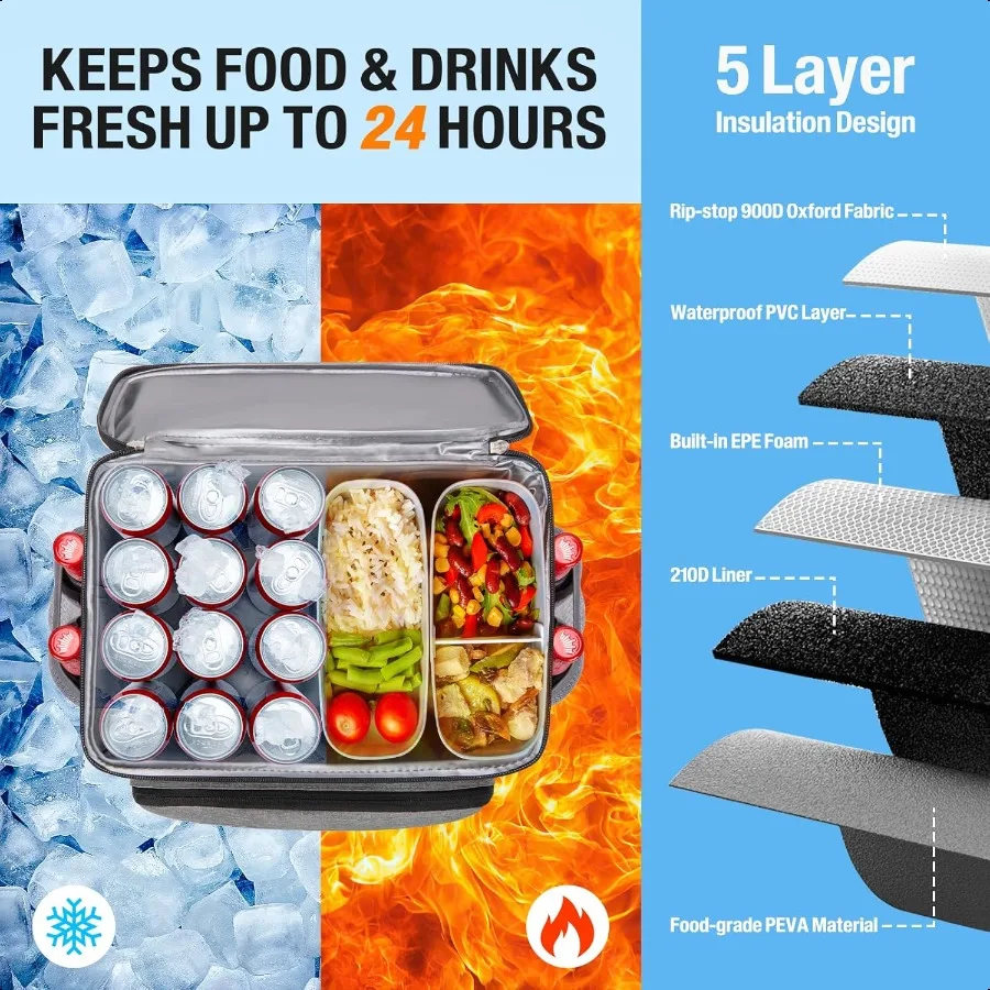 Backpack Cooler 54 Cans Insulated Leak Proof Cooler Backpack for Men Women Cooler Bag Portable Picnic Camping Beach Hiking BBQ