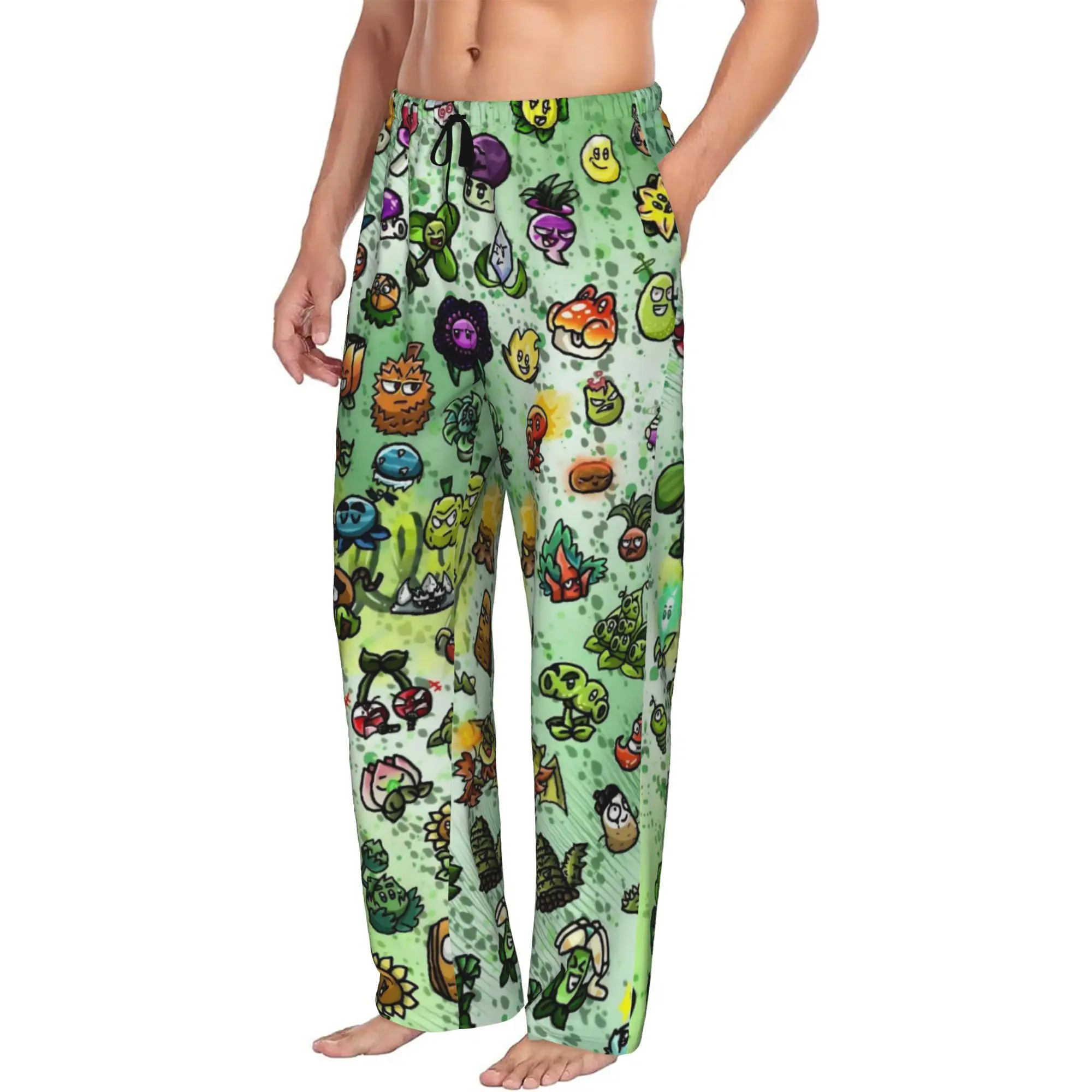 Custom Plants Gaming Zombies Pajama Pants Sleepwear Men Elastic Waistband Video Game Sleep Lounge Bottoms with Pockets