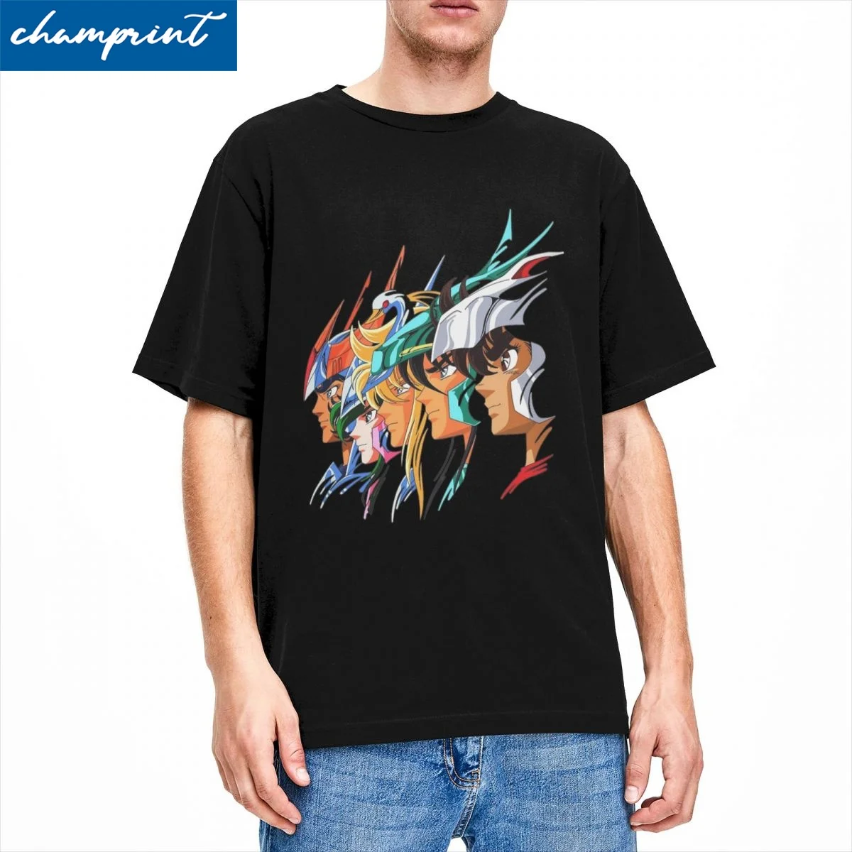 Men Women's Knights Of The Zodiac Japanese Anime T Shirts  Saints Seiya 100% Cotton Tops Leisure Tees Birthday Present T-Shirts