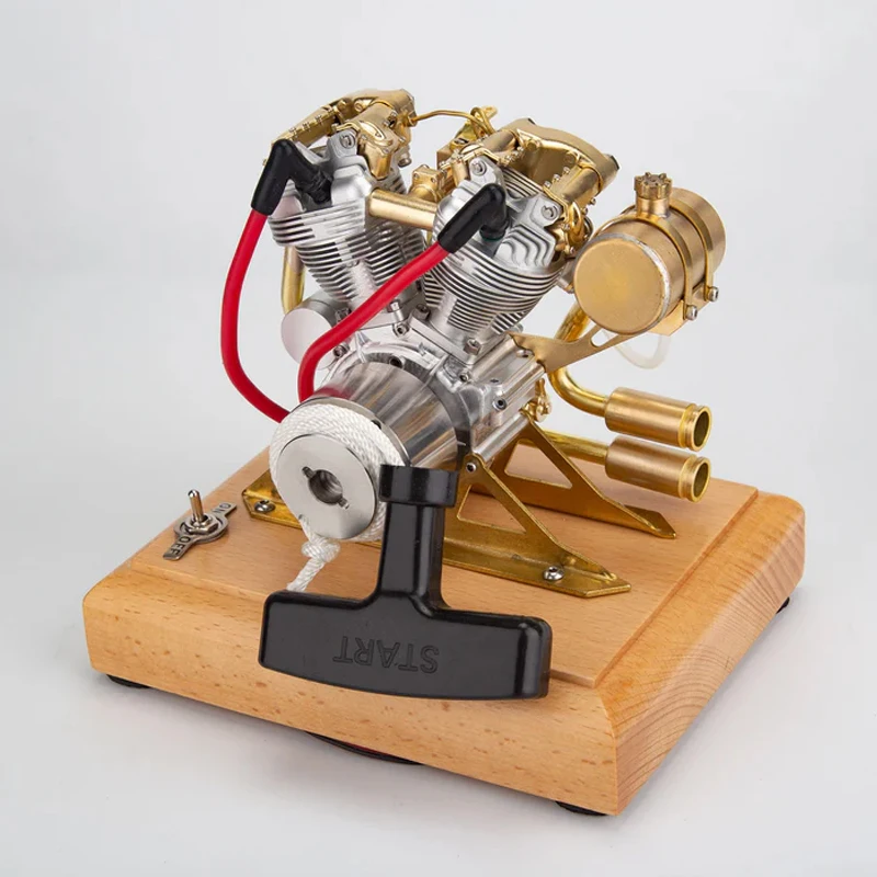 R29 4.2CC Mini Twin Cylinder Four Stroke Engine Model Manual Air Cooled Internal Combustion Engine Toy