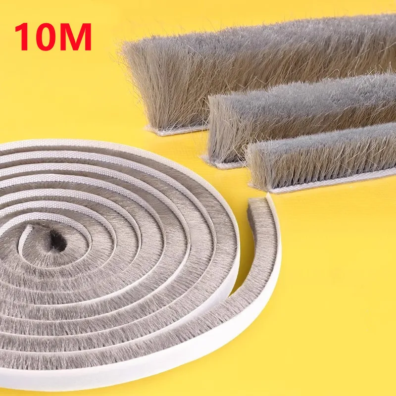 10M Door Window Sealing Strip Soundproof Brush Seal Elastic Straight Hair Sealing Strip Door Window Etc Seal Weather Strip