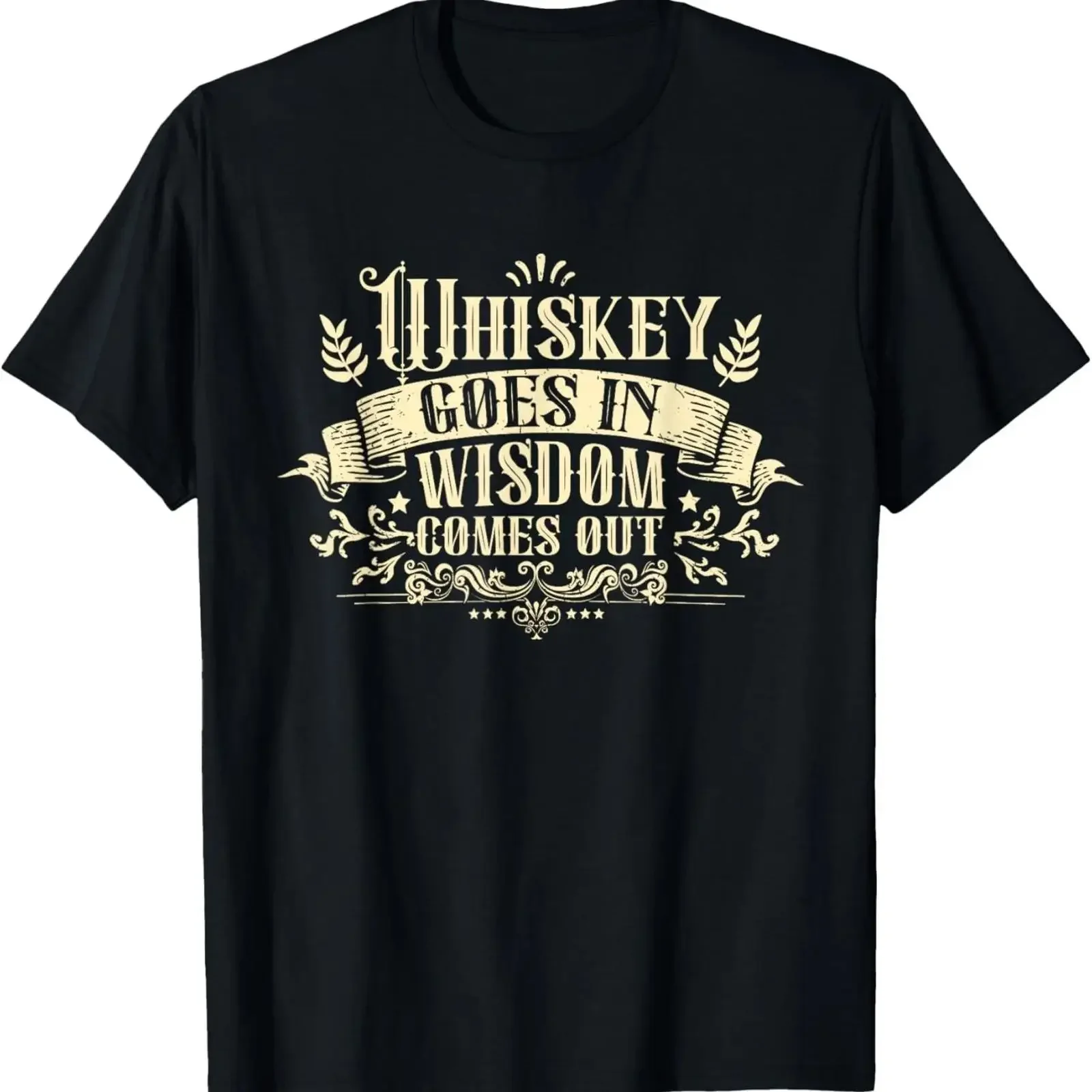 Whiskey Goes In Wisdom Comes Out Drinker Drinking Whisky T Shirt Image 1 of 4 vintage Washed Casual graphic Versatile Soft
