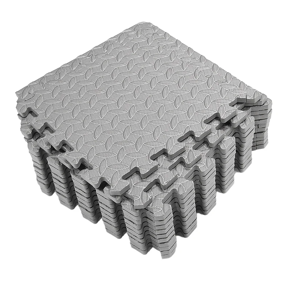 12Pcs Floor Mat Premium Eva Leaf Grain Splicing Mat Non-Slip Waterproof for Indoor Outdoor Use Gym Dance Room Kitchen