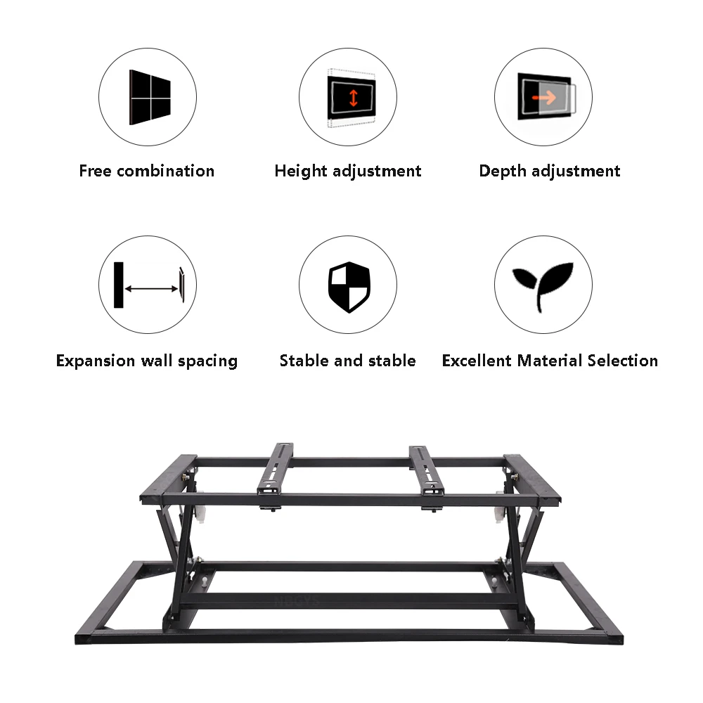 Splice screen wall mounted embedded telescopic TV frame 43 46 49 55 65 inch TV wall hydraulic front maintenance bracket