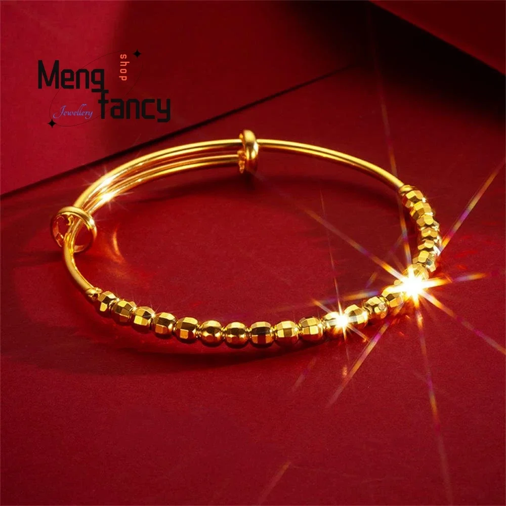 

Vietnam Placer Gold Lucky Beads Bracelet Charms Fashion Couple Designer Bangle Fine Jewelry Luxury Elegant Women Holiday Gifts