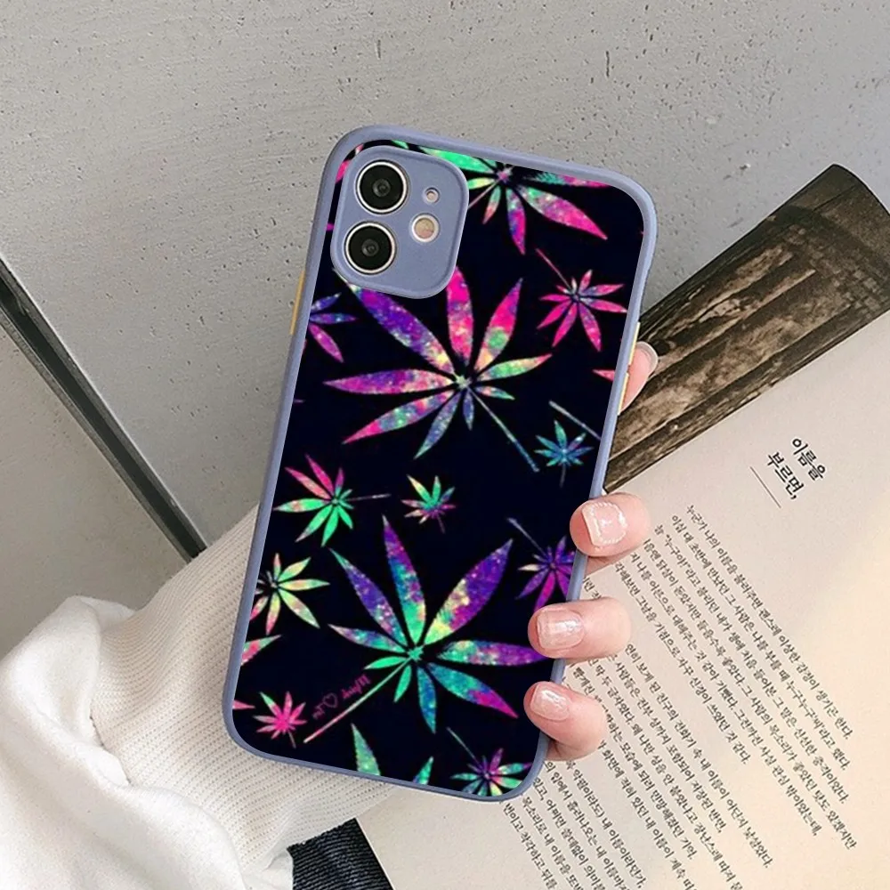 Abstractionism Art high weed  Phone Case for iPhone 14 11 12 13 Mini Pro Max 8 7 Plus X XR XS MAX Translucent Matte Cover