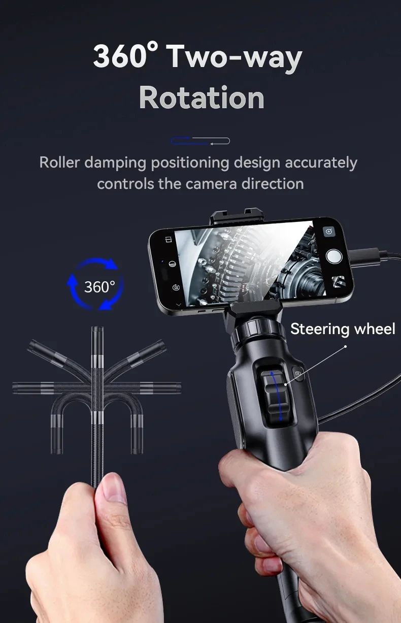 2MP 1080P For Android ISO Two Way Articulate Steering Endoscope Cmos Borescope Inspection Otoscope Camera Digital Microscope 2M