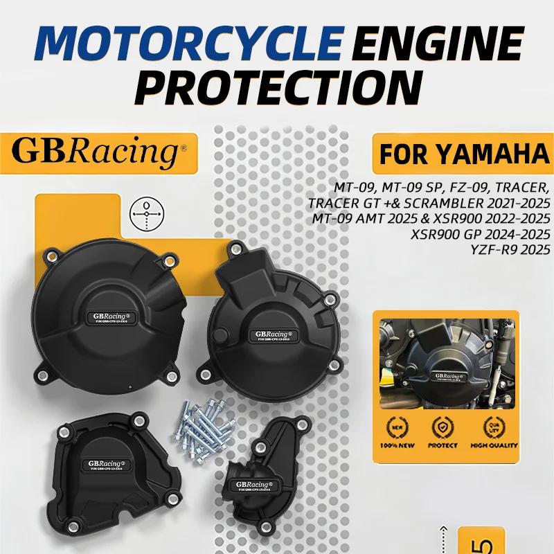 

Набор крышек двигателя GBRacing для YAMAHA MT-09, MT-09 AMT 2025 XSR900 2022-2025 XSR900 GP 2024-2025 Tracer, GT и Scrambler 2021-2025