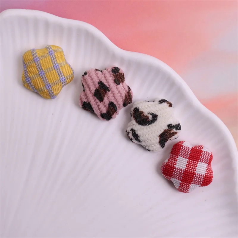 

Зимний стиль, 200 шт./лот, цветной узор, принт, мультяшные звезды, тканевые бусины, ювелирные изделия своими руками, аксессуары для волос, одежда