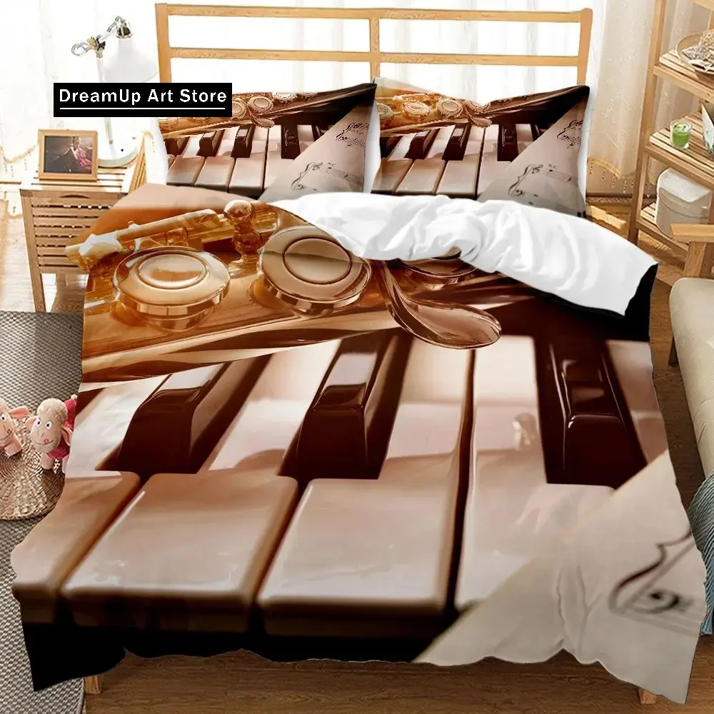 3D Print Piano Keys Cartoon Musical Notes Bedding Set Boys Girls Twin Queen Full Size Duvet Cover Pillowcase Bed Adult Bedroom