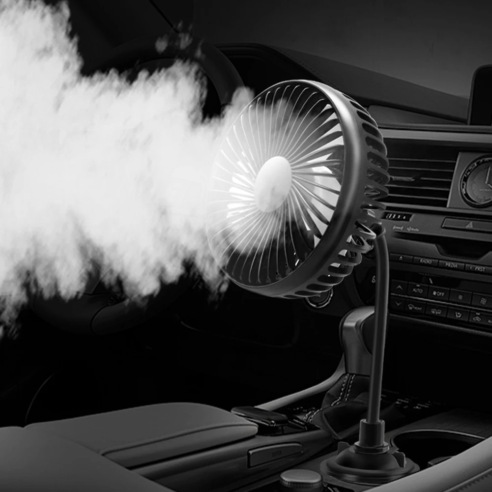 USB 3 Speed Car Cooling Fan Powerful Quiet Auto Cooler Fan Rotatable for Car Van Truck SUV RV