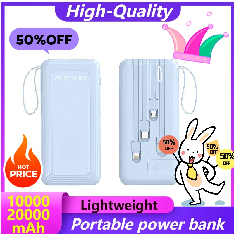 

10000mAh 20000mAh Portable with Built-in Cable Power Bank High-Quality