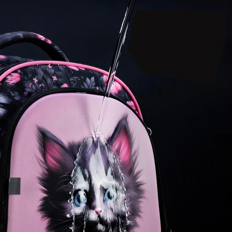 New Children School Bag Cartoon Cat 3D Folded Backpacks Girls Primary School Backpacks Waterproof Kid Orthopedic Mochila Escolar