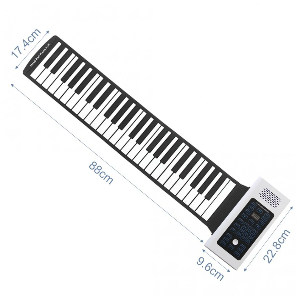 Portable BT Wireless 61 Keys Electronic Roll up Piano with Built-in Speaker for Children Kids