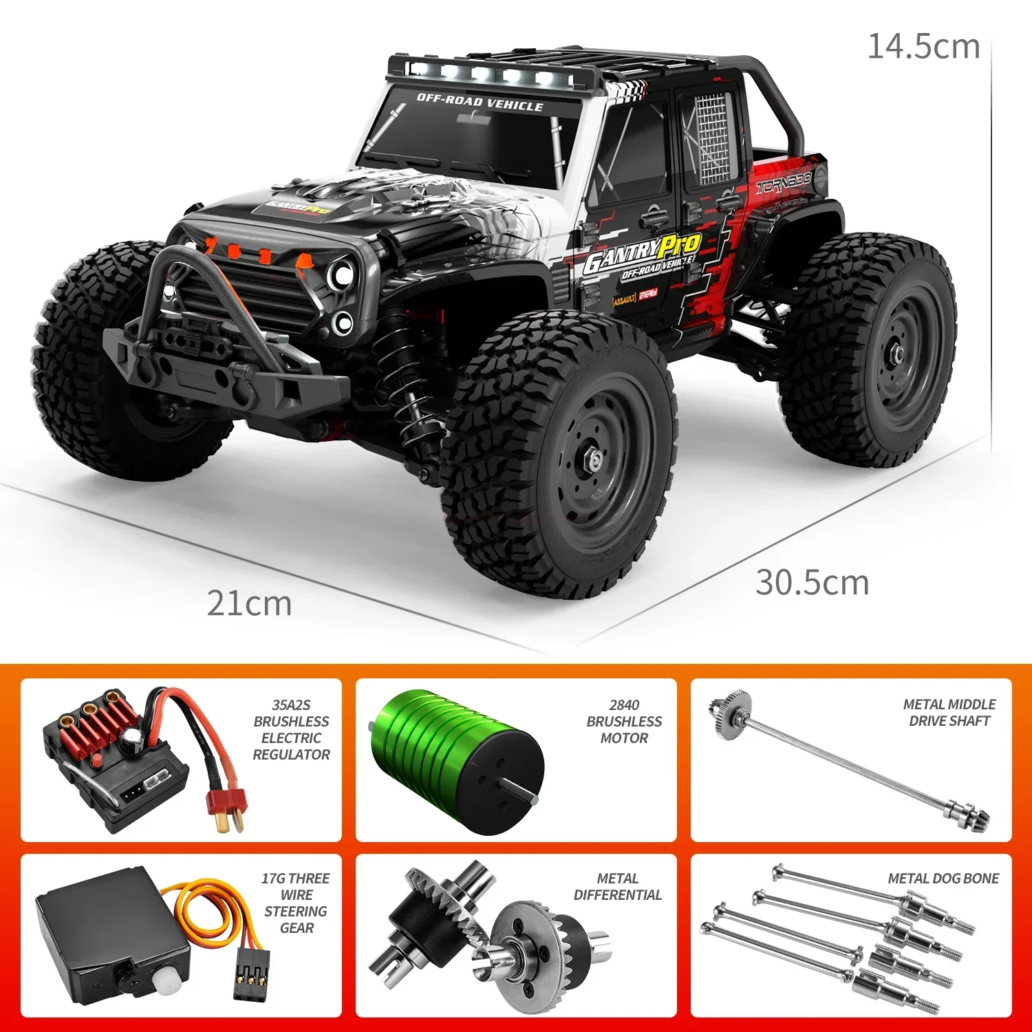 Super Brushless Off-Road Racing Car, de alta velocidade, impermeável Truck, Presente Toy Controle Remoto, novo produto, tração nas quatro rodas, 16103 Pro