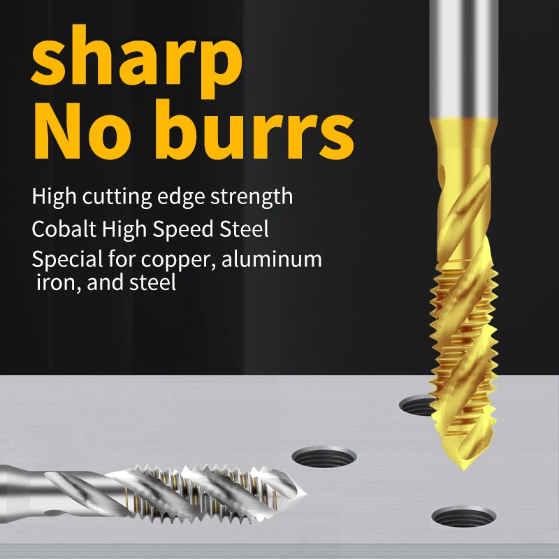 1PCS YAMAWA Metric Spiral Fluted Tap Without Coating/TC50/TIN/TICN M18-M30 For Aluminum/Stainless steel/Steel Screw Thread Taps