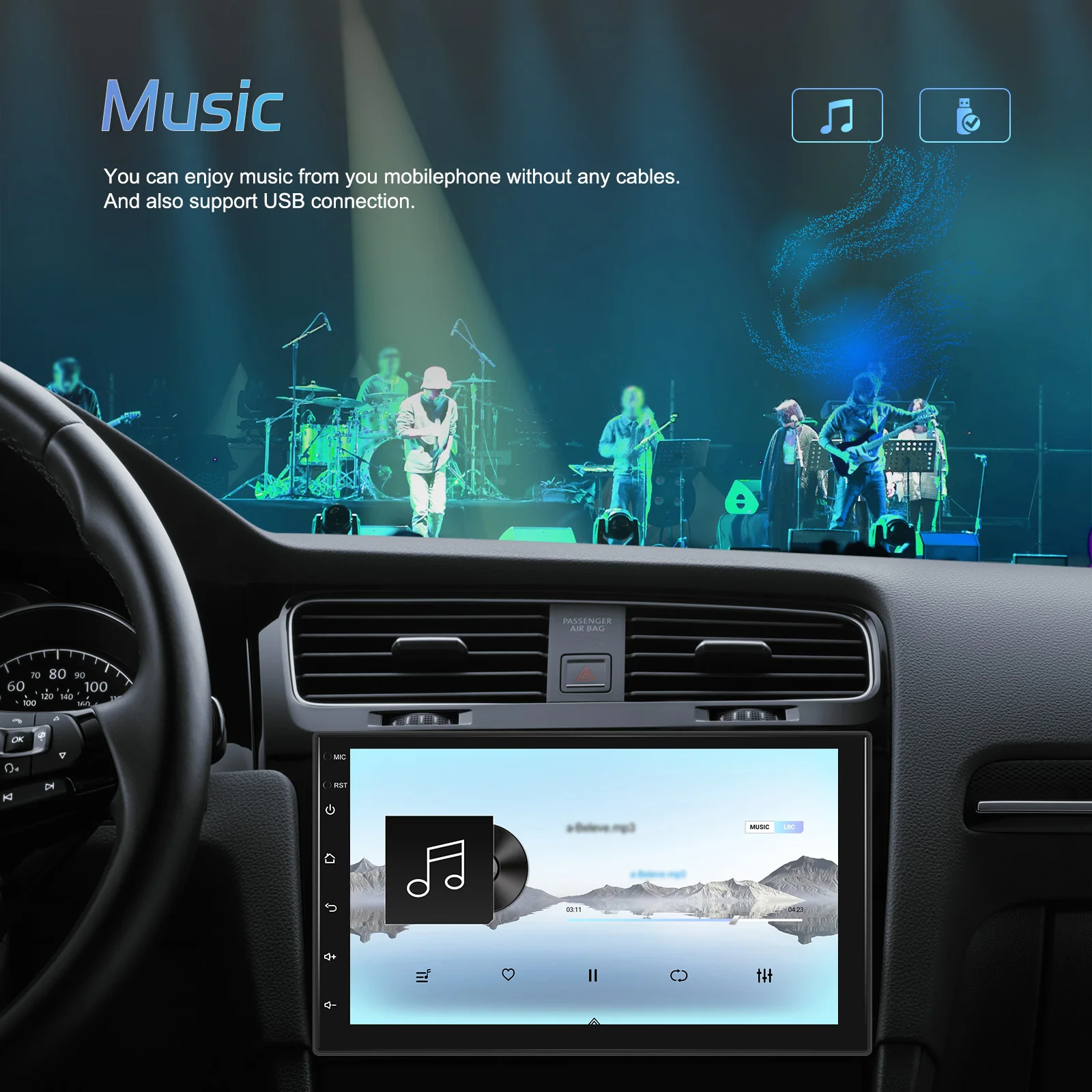 Podofo 2Din 4+64G Android Autoradio Snapdragon 8-Kern Universelles Intelligentes Autosystem Carplay Android Auto GPS WLAN Mirror Link – Detail 12