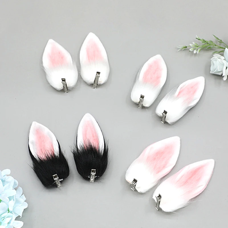 2Pcs Easter Cosplay Party Headwear Hairpins Lolita Rabbit Bunny Ear Hair Clips Hair Accessories for Women Halloween Decoration