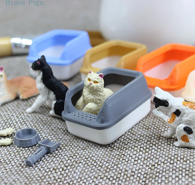 

3Pcs/set Home Decoration Miniature Cat Litter Box Model Mini Shovel Pet Supplies For Doll DIY Accessories Toy