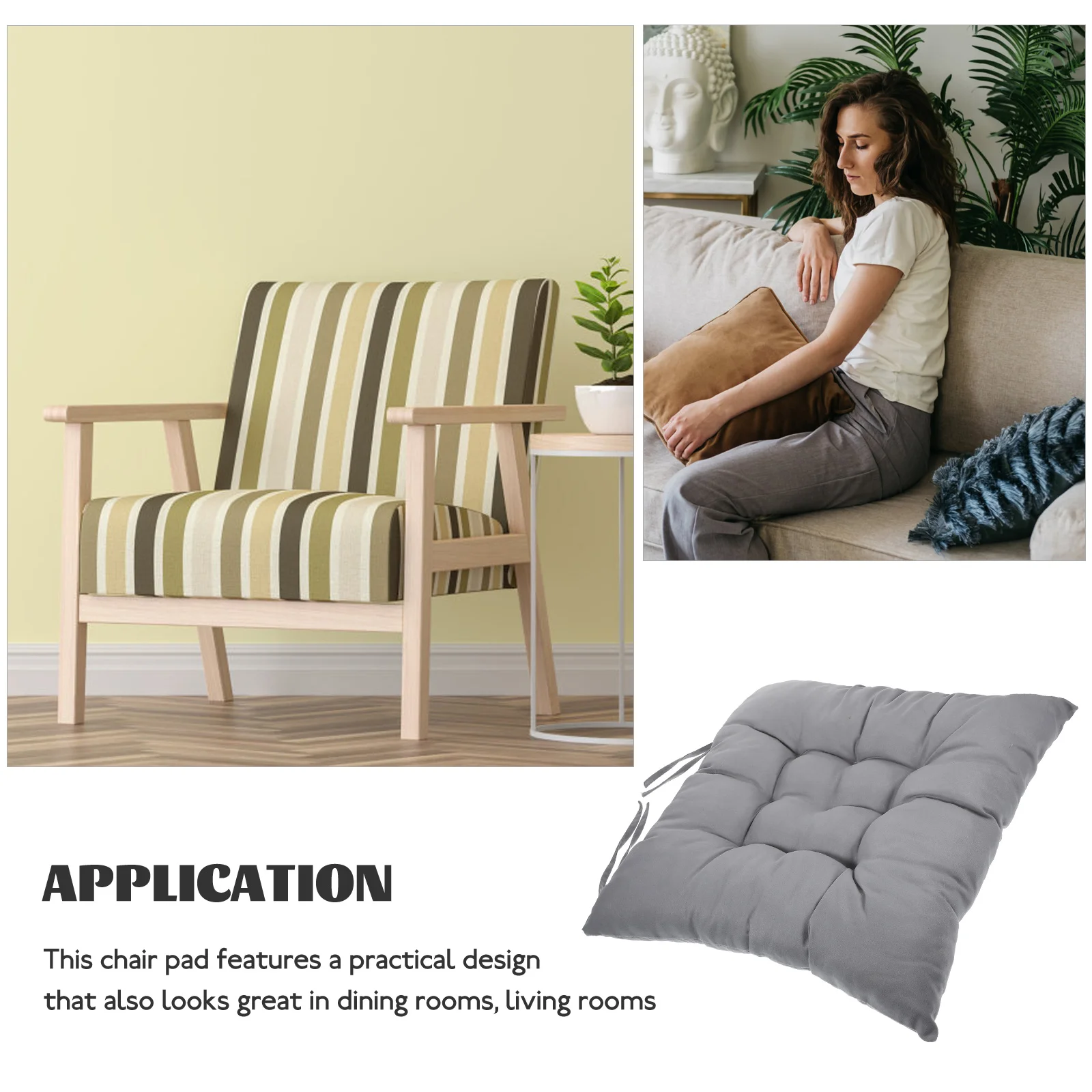 

Comfortable Polyester Chair Cushion Square Seat Pad for Office Dining Living Room Non Slip Easy Clean Reusable Long Lasting