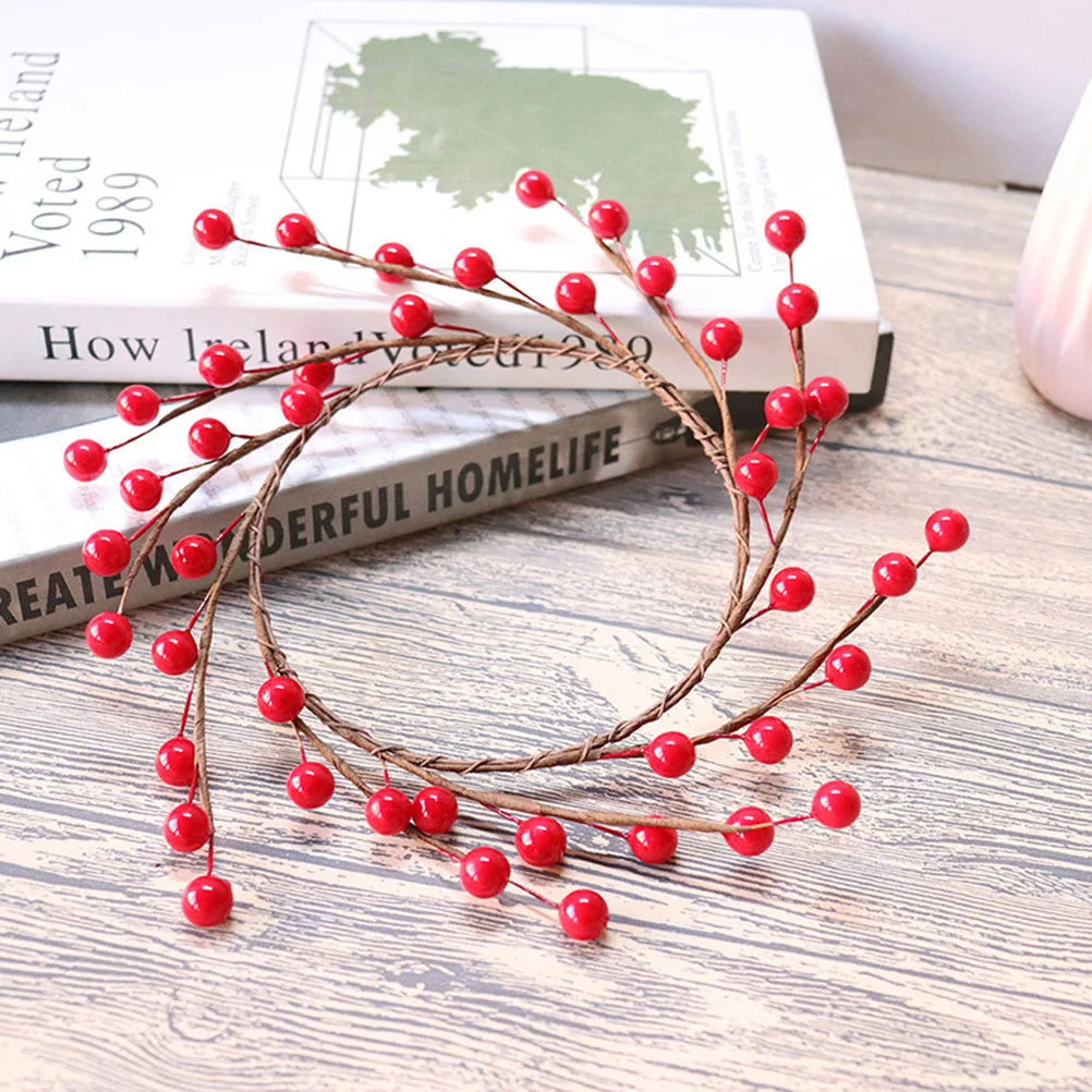 

2Pcs Shopwindow Berry Wreath Decor Artificial Berries Garland Ornament for Home Party Festival Christmas Decorations Red
