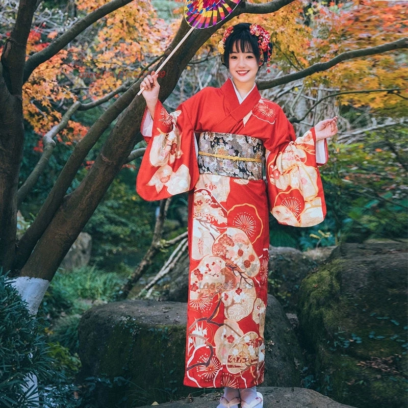 

2025 japanese women traditional kimono national flower print kimono robe kimono yukata fashion girl cosplay photography clothing