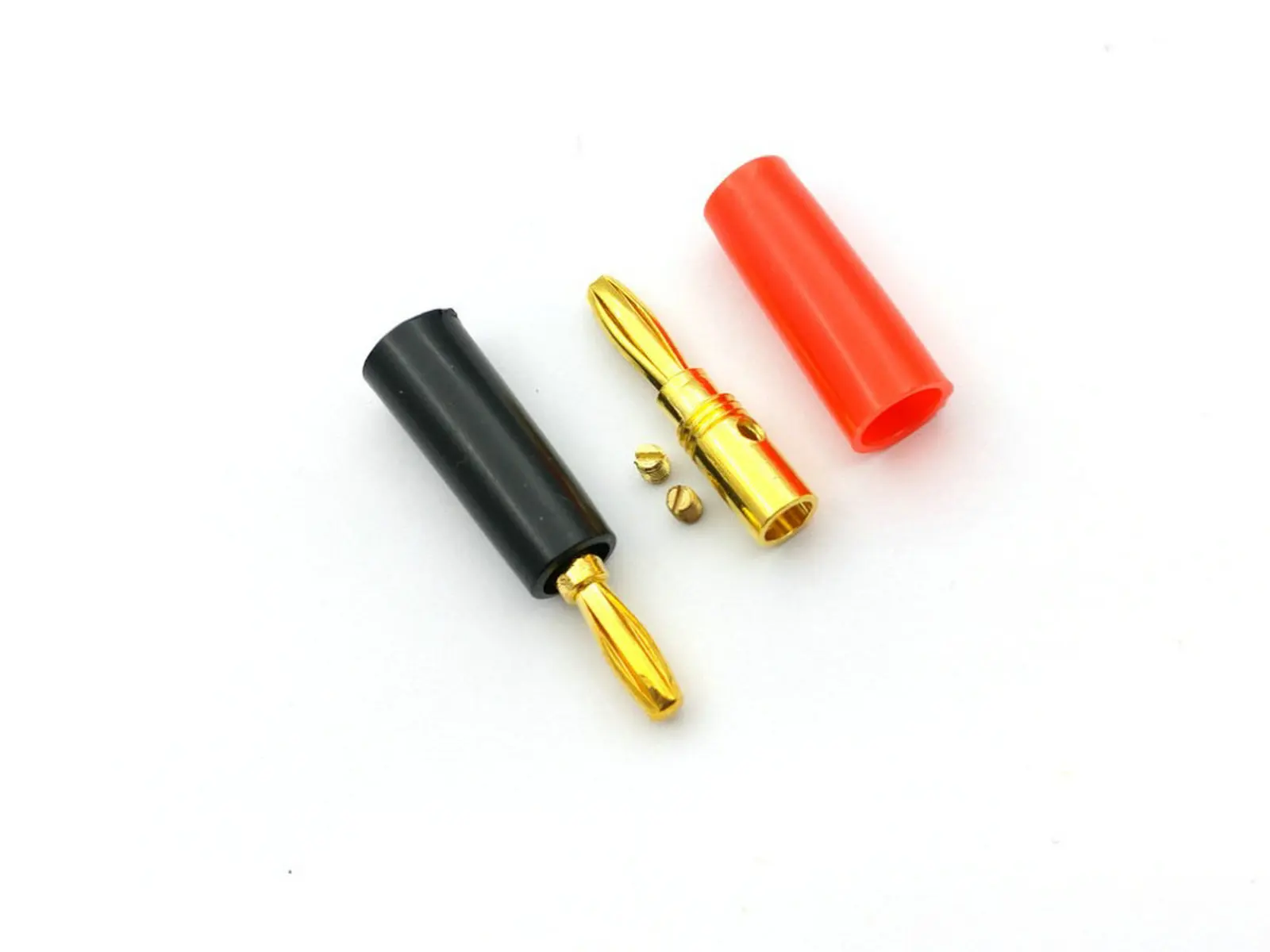 100pcs Speaker banana plug Gold plate connector 45mm black and red