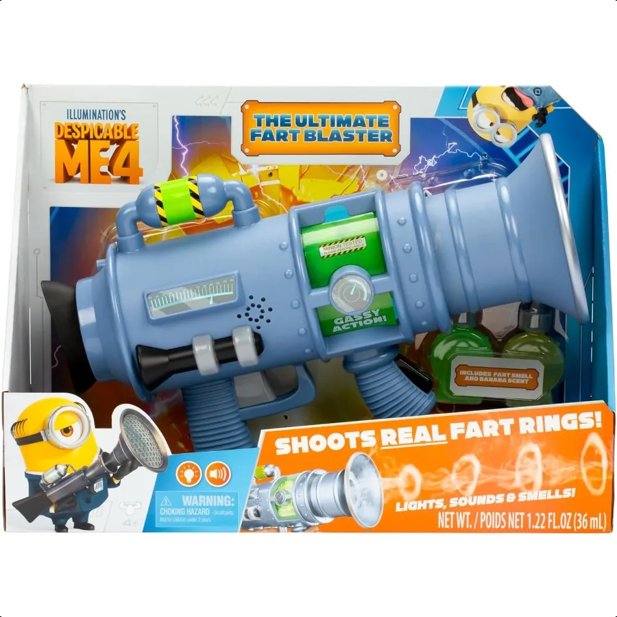 

Minions 4 Ultimate Fart Blaster Toy Shoots Real Fog Rings 15 Hilarious Sound Effects Lights Up Banana Fart Scents Includes 2 S