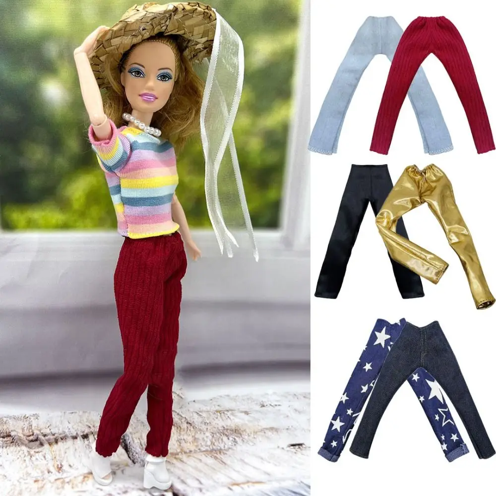 マルチスタイル花柄ジーンズズボンカジュアルウェア服アクセサリーPUレザーパンツファッションズボン1/6 BJD 30センチ人形用