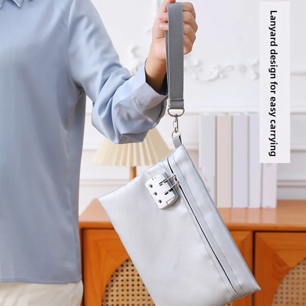 Fireproof Code Lock Fireproof Document Bag Heat-resistant Waterproof Safety File Folder with Lock Portable Zipper Document Pouch