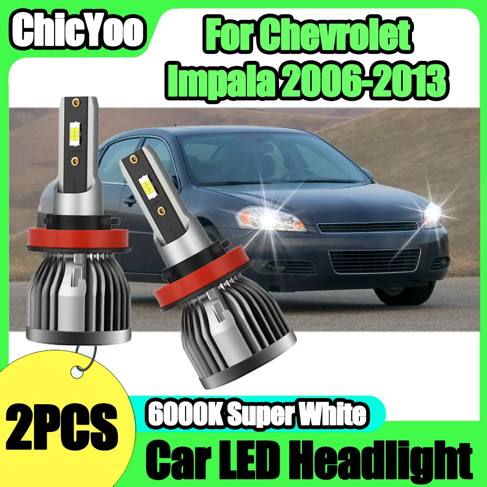 

2 шт. светодиодные лампы для фар H11 H8 H9, 6000K, супербелые, высокой мощности, для Chevrolet Impala 2006-2013, установка Plug and Play