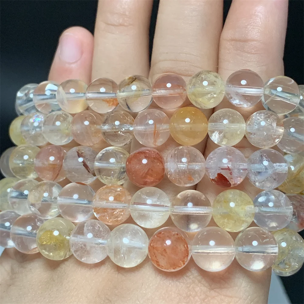 Natural Lucky Fire Quartz Bracelets for Women Yellow Orange Red Crystals Bracelet Flash Transparent Healing Bead Colorful Bangle