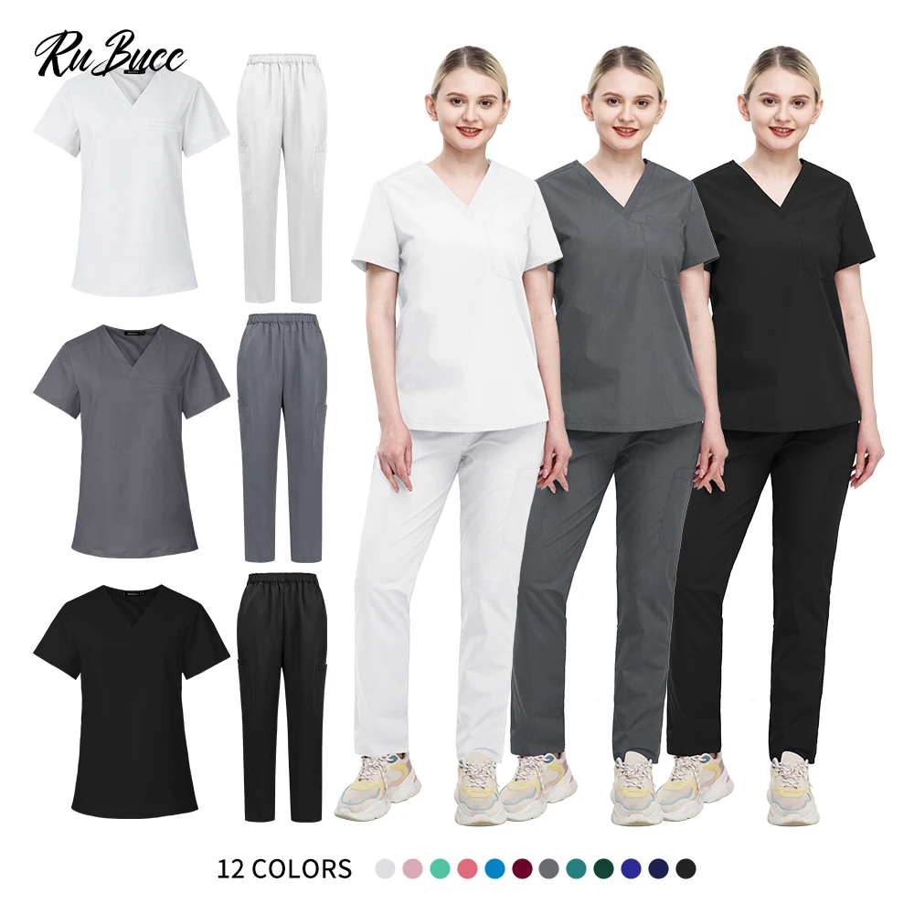 

Short Sleeved Doctor Costume Women Surgical Scrubs Set Pet Clinic Workwear Clothes S-3XL Dentistry Nursing Uniforms Medical Suit