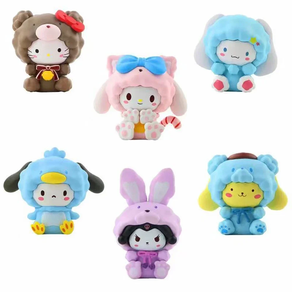 Hello Kitty Melody 7 cm Kuromi Cinnamoroll Anime Figur süße Sanrio dekorative Ornament Zubehör Cartoon Modell Weihnachten Spielzeug