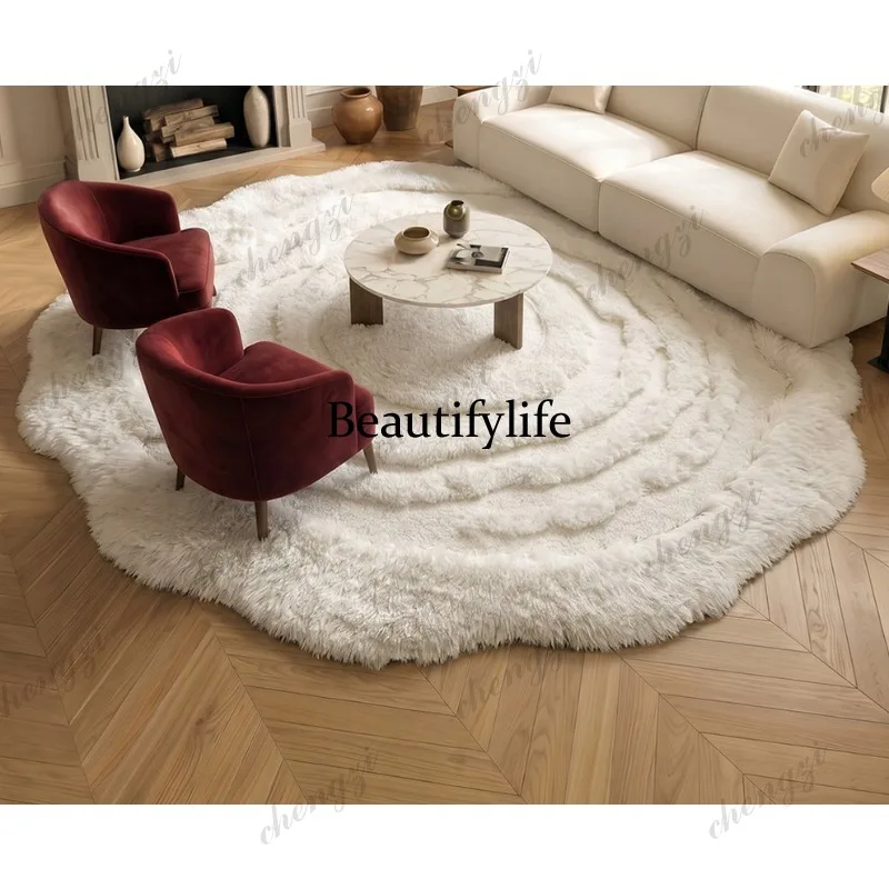 French style, carpet, living room, high-end cute flowers, white, warmly furnished bedroom, bedside cloakroom