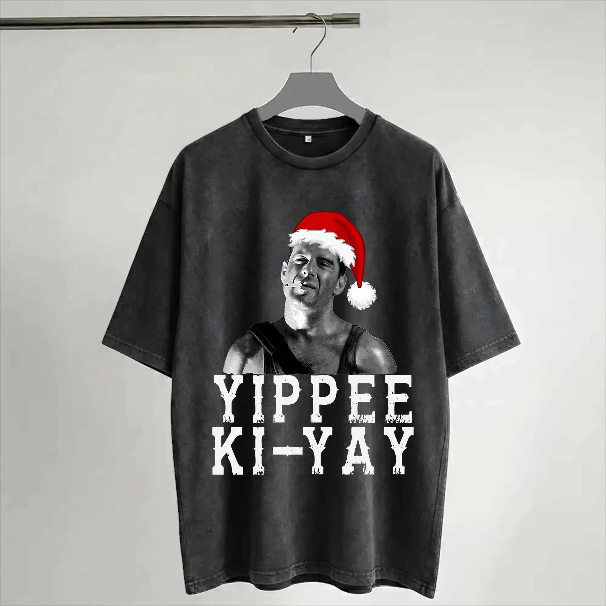 Die Hard - YIPPEE KI YAY  Washed T Shirt Streetwear Hip Hop Novelty T-Shirt  Tees for Men Women 100% Cotton High Street