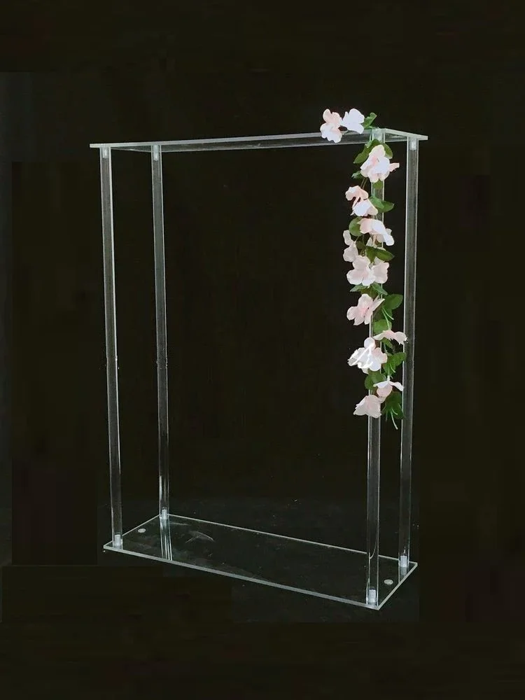 2Pcs Wholesale New Style Clear Acrylic Flower Stand Wedding Centerpiece Table Decoration Geometric Column Floor Pillar Props