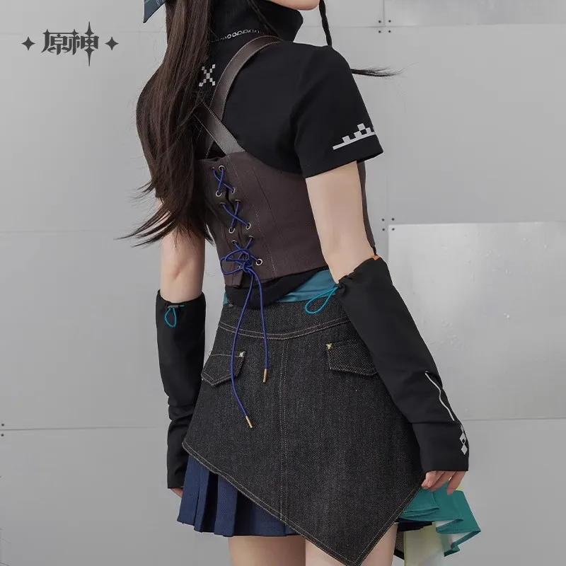 miHoYo Gioco Ufficiale Kinich Gilet Genshin Impact Kinich Tema Splicing Gilet Corto Abbigliamento Cappotto Top Cosplay Regali di Halloween