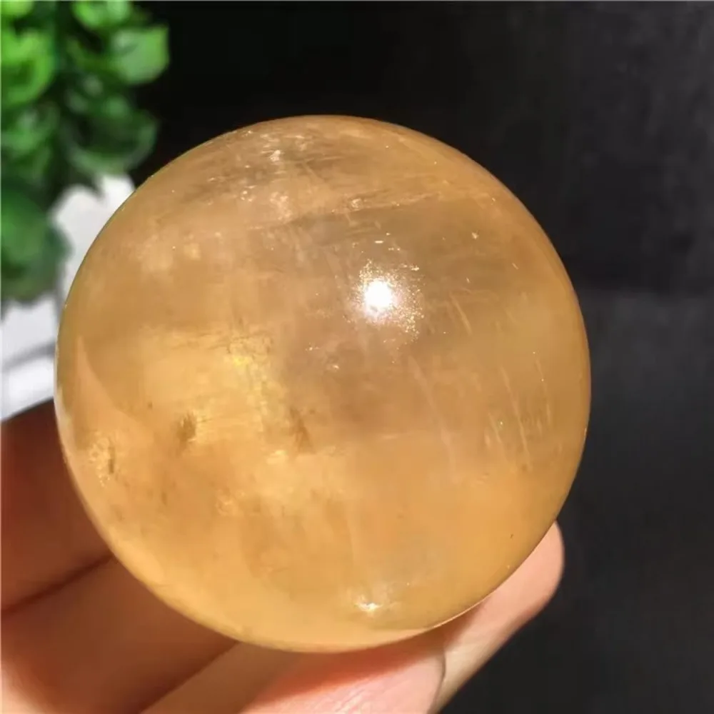 Esfera de Calcita Amarilla Island Spar, Mineral Casi Redondo, Foto Real, Múltiples Estilos Disponibles