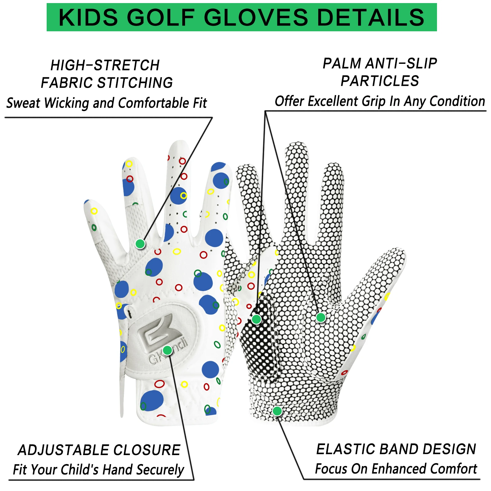 Golf Gloves for Kids Junior Youth Toddler Boys Girls, Left Right Handed S M Large XL Size, Durable Quick Dry